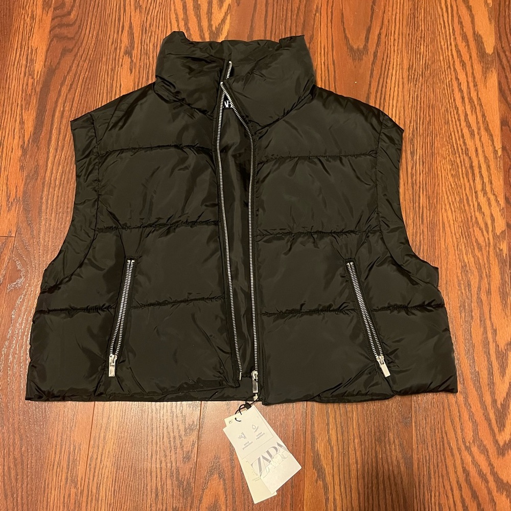 Black Zara cropped vest, XL, new with tags
